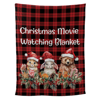 Teesdily | Christmas Woodland Personalized Cute Blanket, Christmas Movie Fleece Blanket, Xmas Plaid Sherpa Blanket, Christmas Custom Gift For Kids