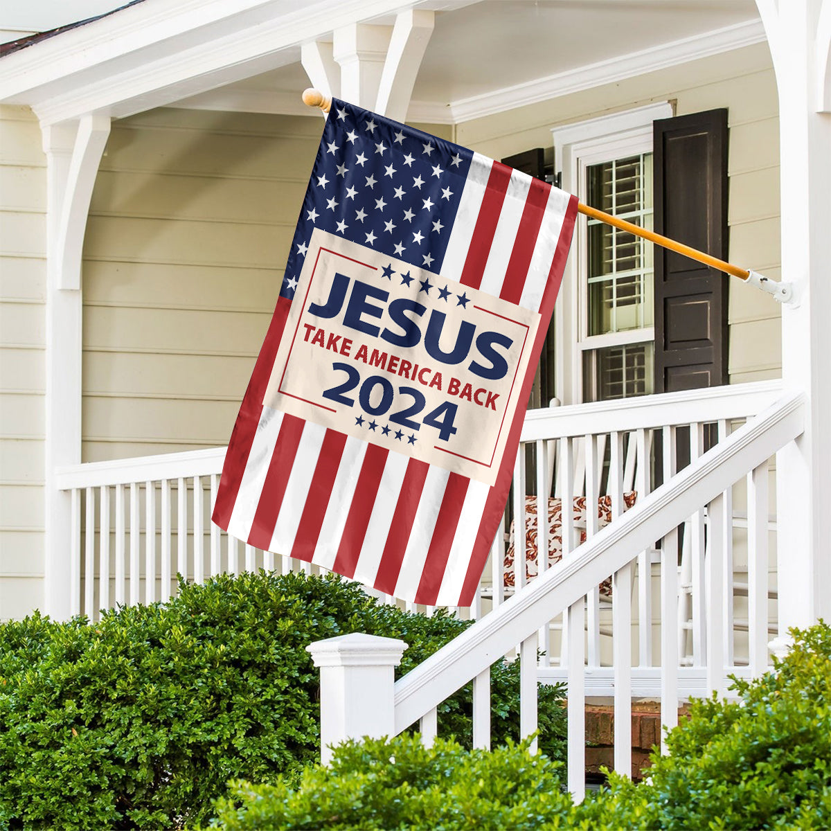 Teesdily | Jesus Take America Back 2024 Garden Flag, Make America Great Again House Flag, Christ Patriot Yard Outdoor Decor, Jesus Lovers Gifts