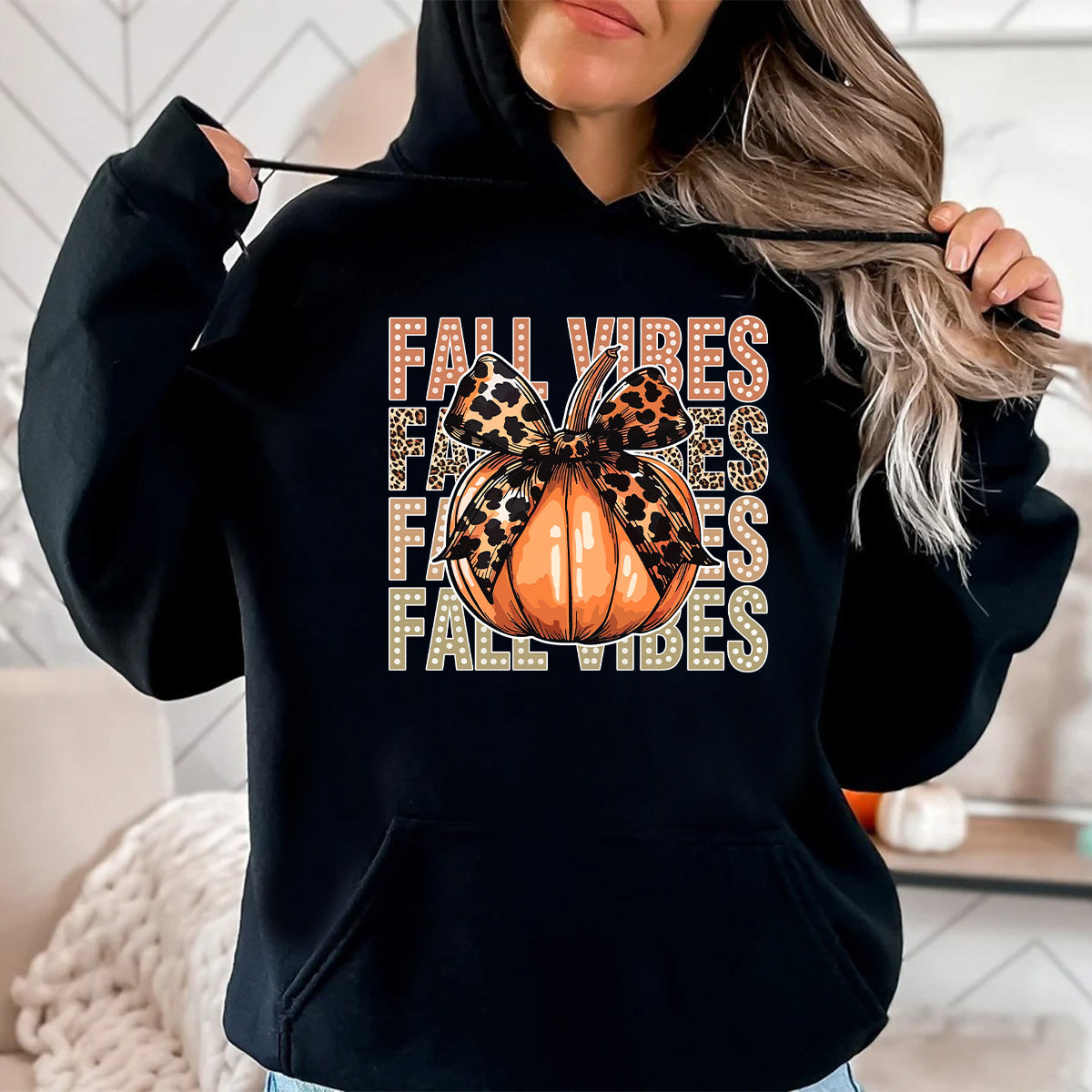 Teesdily | Retro Fall Vibes Pumpkin Bow Shirt, Halloween Pumpkin Ghost Bow Leopard Sweatshirt, Happy Fall Hoodie Mug, Fall Tee