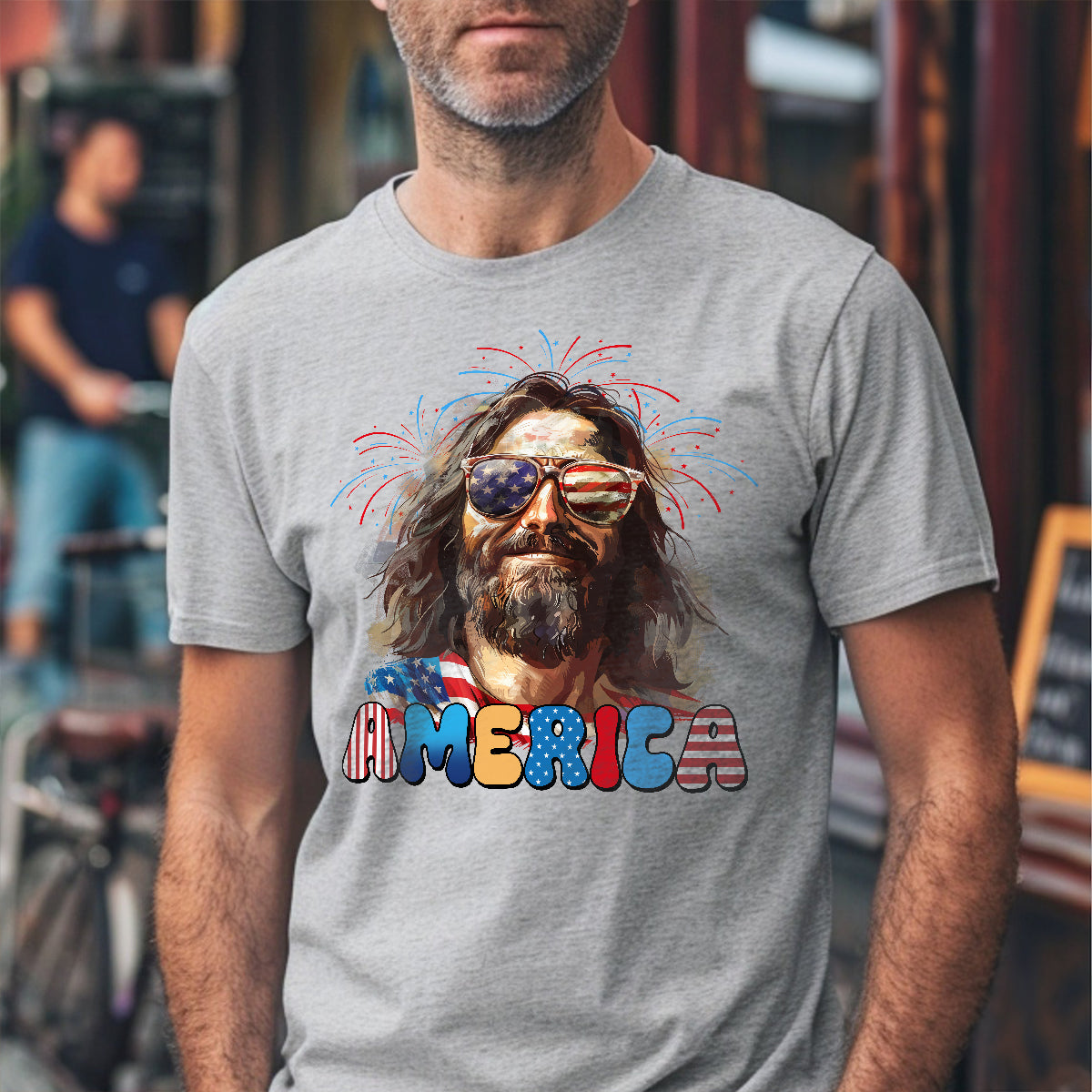 Teesdily | Cool Jesus American Flag T-shirt, Christina God American Sweatshirt, Happy Independence Day Gift, Christian Mug Cup, Father's Day Shirt