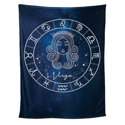 Teesdily | Virgo Personalized Fleece Blanket With Name Horoscope Design Sherpa Blanket Zodiac Sign Constellation Astrology Adult Kid Birthday Gifts