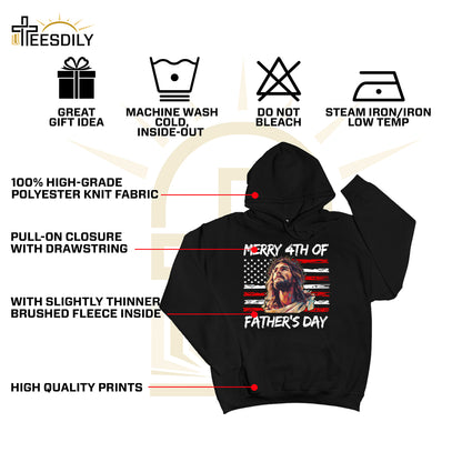 Teesdily | Jesus Dad American Flag T-shirt, Merry 4th Of Father's Day Sweatshirt, Happy Independence Day Gift, Dad Shirt Hoodie, Christian Mug Cup