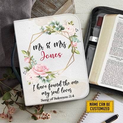 Teesdily | Christian Couple Personalized Bible Cover, I Have Found The One My Soul Love Bible Case, Gift For Lovers, Custom Bible Cover With Handle