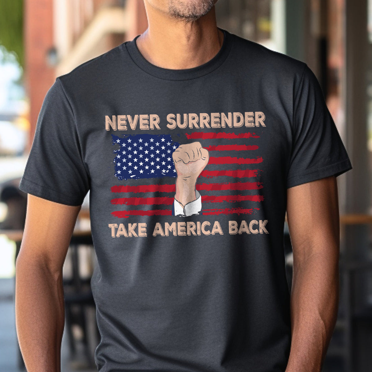 Teesdily | American Flag Shirt, Never Surrender Take America Back Tee Sweatshirt Hoodie Mug, Legend Usa 2024 Shirt, Patriotic Shirt Gift Men And Women