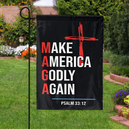 Teesdily | Jesus Make America Godly Again Garden Flag, Jesus Christ Cross Yard Flag, Patriotism Seasonal Flag For Outdoor Holiday Decorations