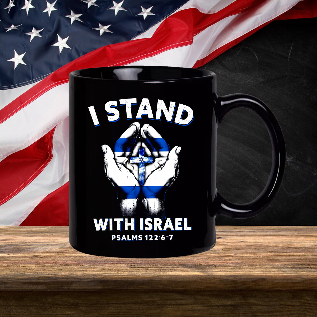 Teesdily | I Stand With Israel Back Design Tshirt, Jesus Hoodie Sweatshirt Mug, Israel Flag Shirt, Israel Support Gifts