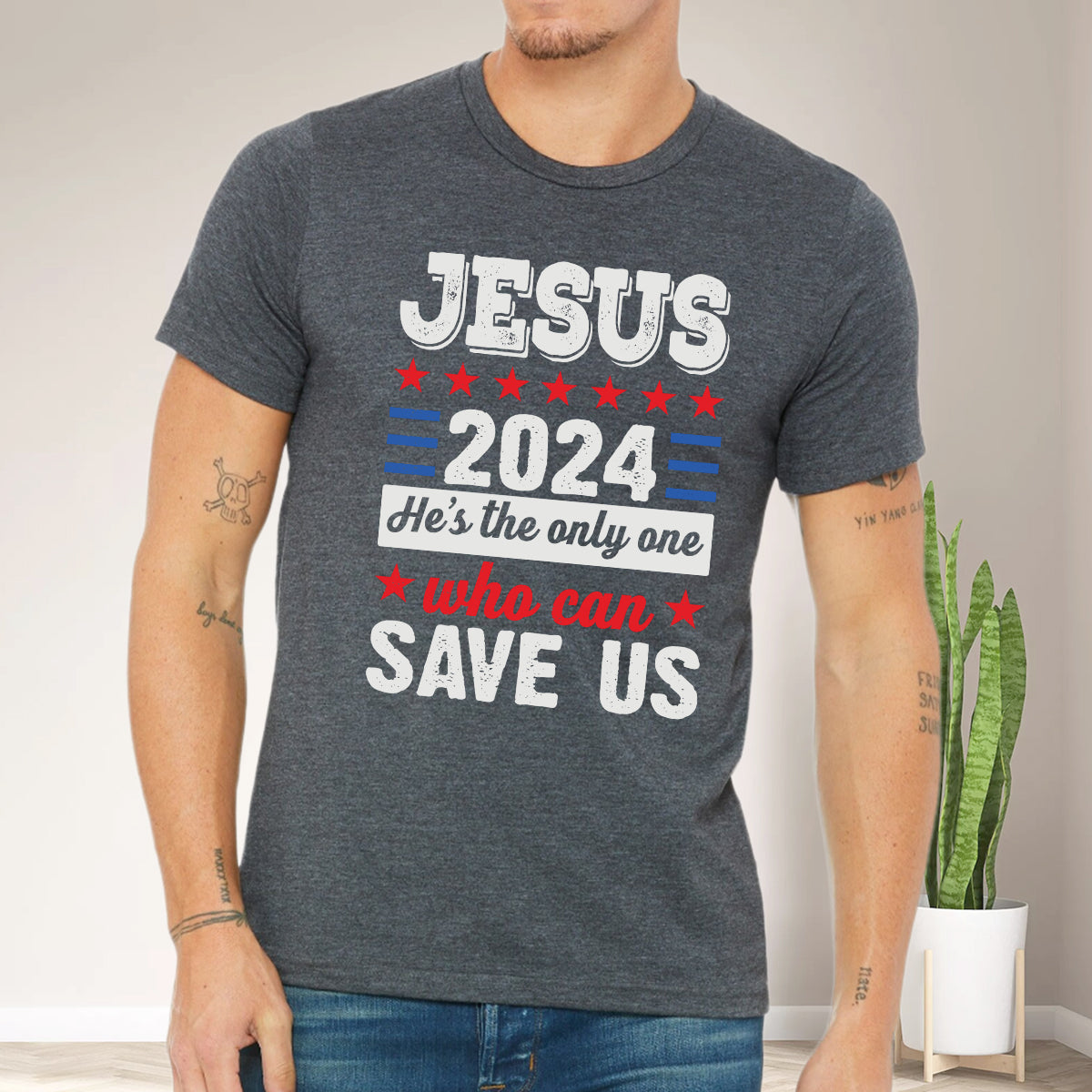 Teesdily | Jesus American Shirt, Jesus Who Can Save Us Tee Sweatshirt Hoodie Mug, Patriotic Christian Tee, Jesus Lover Gift, Patriotic Jesus Gift