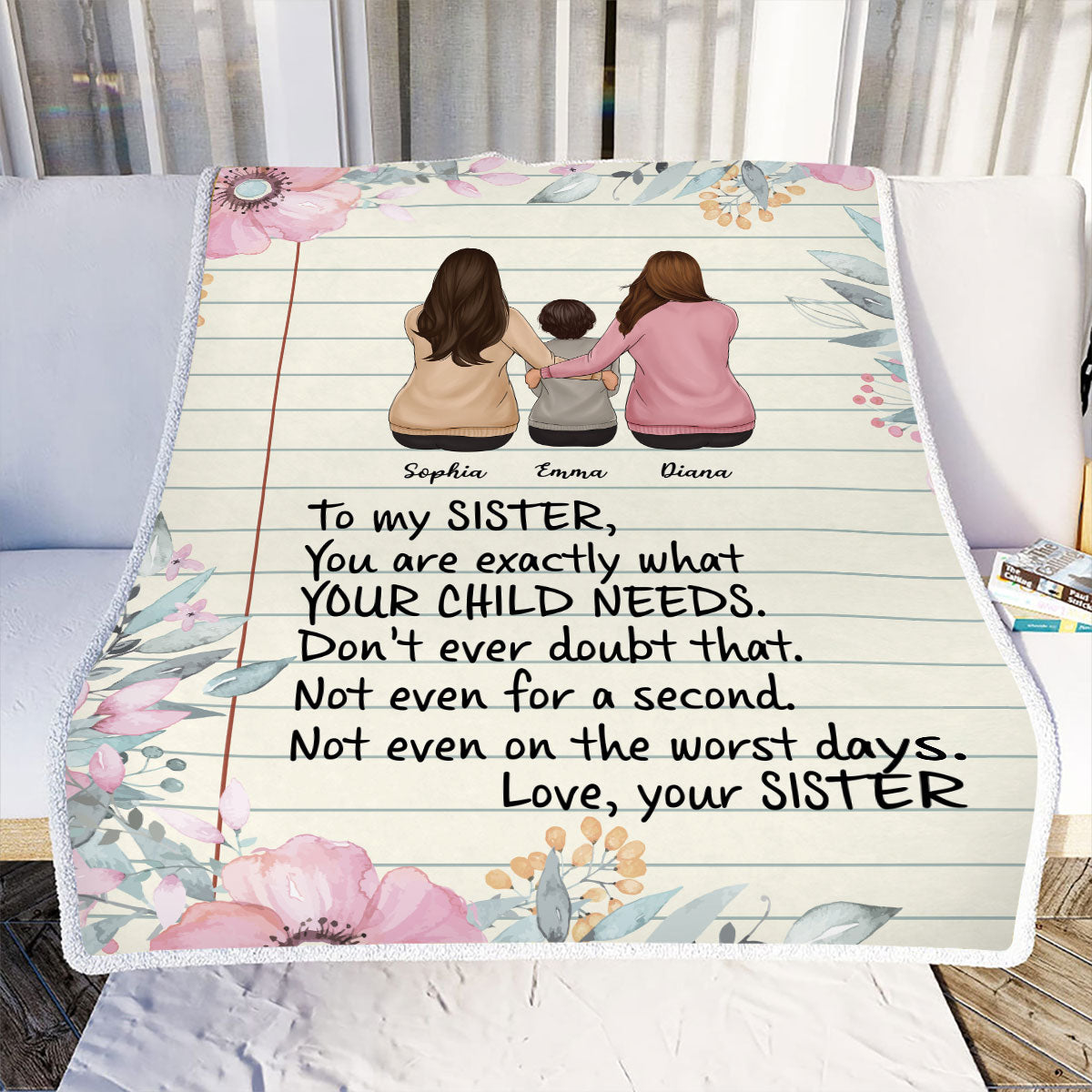 Teesdily | Personalized To My Little Sister Floral Fleece Blanket You Are Exactly What Your Child Needs Sherpa Blanket Gift For Auntie Mothers Day