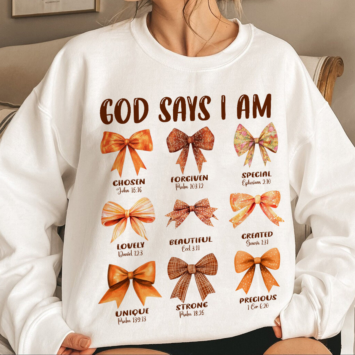 Teesdily | Jesus Thanksgiving Bow Set Shirt, God Says I Am Chosen Forgiven Special Tee Sweatshirt Hoodie Mug, Jesus Lovers Thanksgiving Coquette Gifts