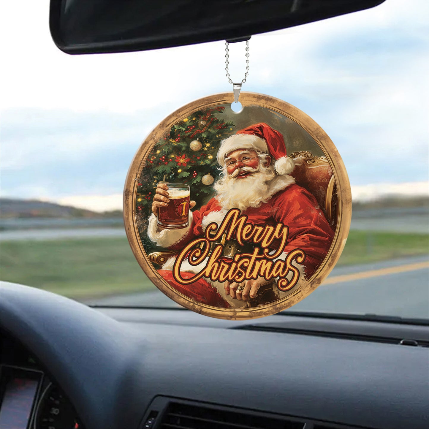 Teesdily | Santa Claus Christmas Ornament, Santa 2024 Ornament Car Hanging Rear View Mirror, Santa Xmas Ornament Decor, Christmas Gift For Family