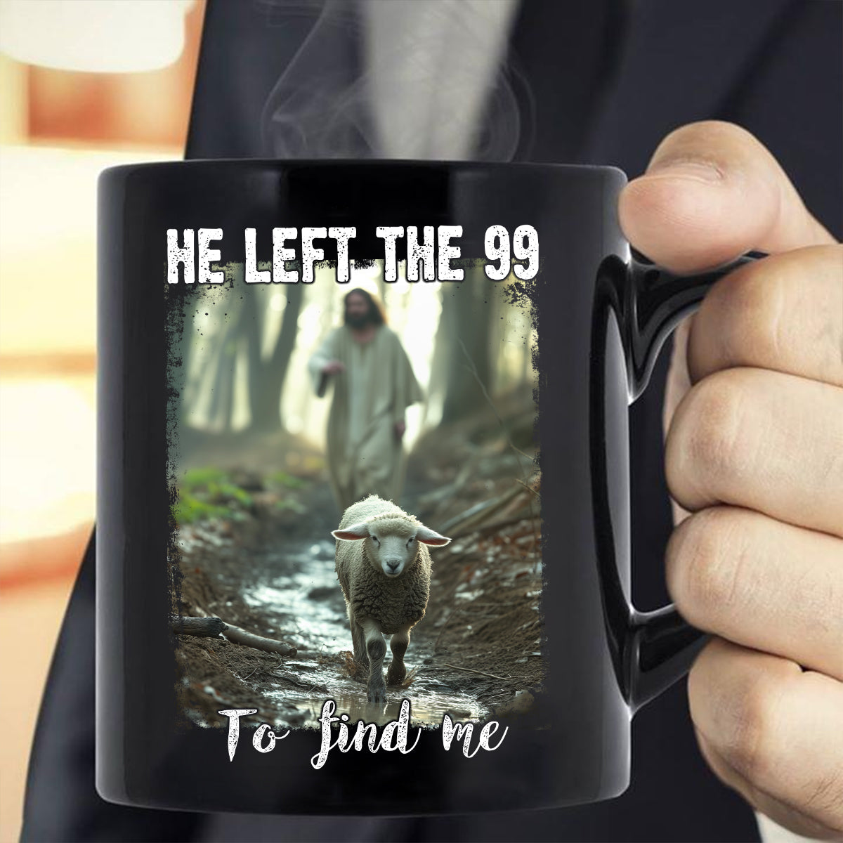 Teesdily | Lamb Of God Shirt, He Left The 99 To Find Me T-Shirt, Jesus Running After A Lost Lamb Sweatshirt Hoodie Mug, Christian Jesus Lover Gift