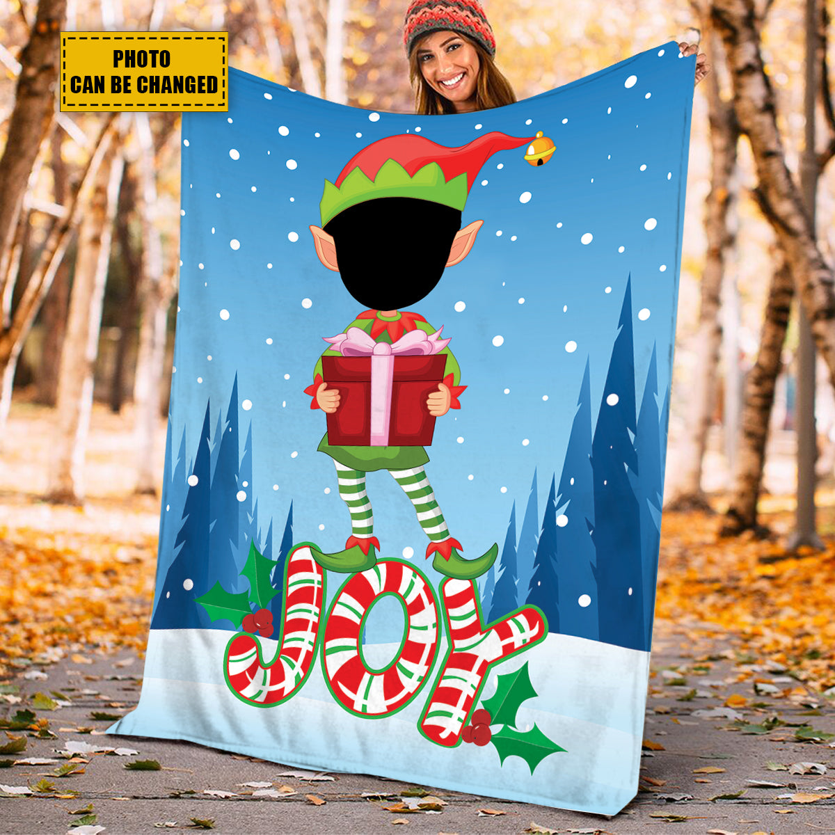 Teesdily | Christmas Elf Customized Fleece Blanket Nursery Xmas Sherpa Blanket Christmas Joy Funny Customize Blankets With Photos Gift For Kids