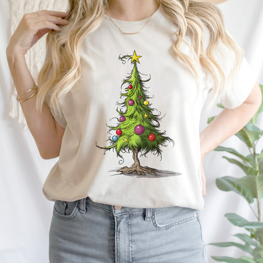 Teesdily | Christmas Tree Shirt, Christmas Tree Sweatshirt, Whimsical Christmas Tree Hoodie Mug, Christmas Lights Tree Tshirt Family