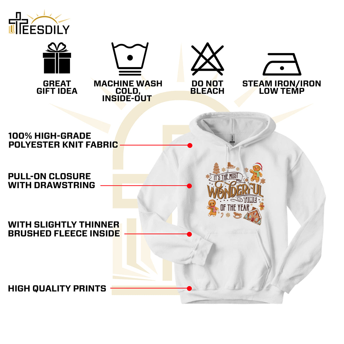 Teesdily | It's The Most Wonderful Time Of The Year Shirt, Cute Gingerbread Sweater, Gingerbread Hoodie Gift For Christmas