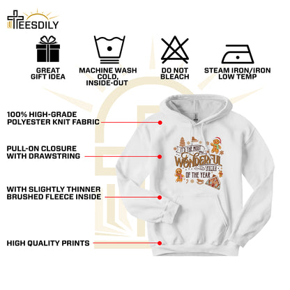 Teesdily | It's The Most Wonderful Time Of The Year Shirt, Cute Gingerbread Sweater, Gingerbread Hoodie Gift For Christmas