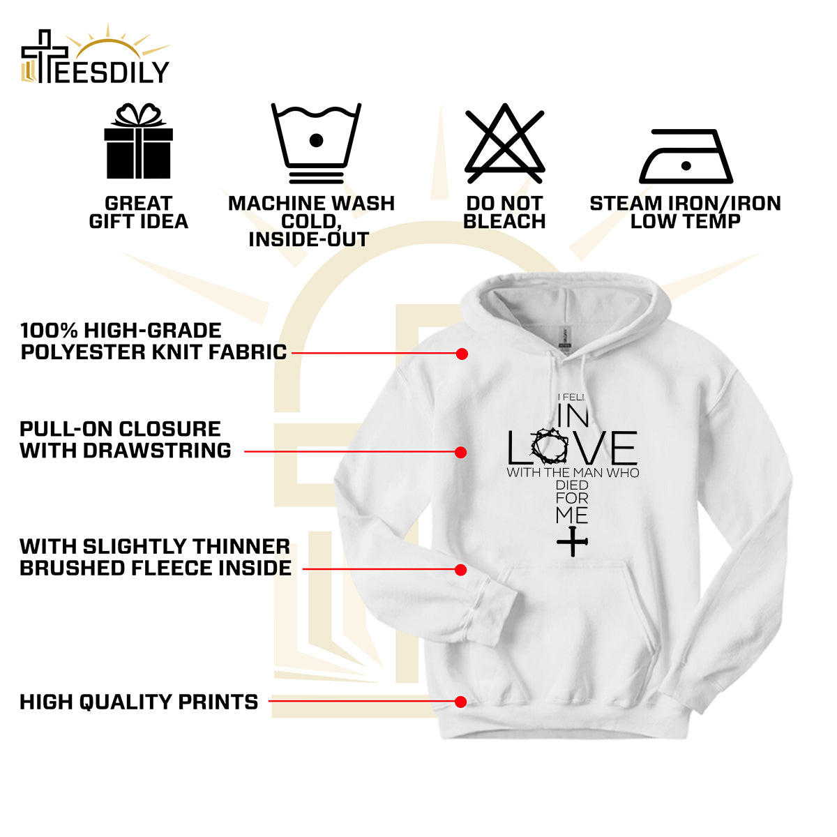 Teesdily | Jesus Cross Shirt, I Fell In Love With The Man Who Died For Me Tee Sweatshirt Hoodie Mug, Jesus Lovers Gifts, Christian Tee