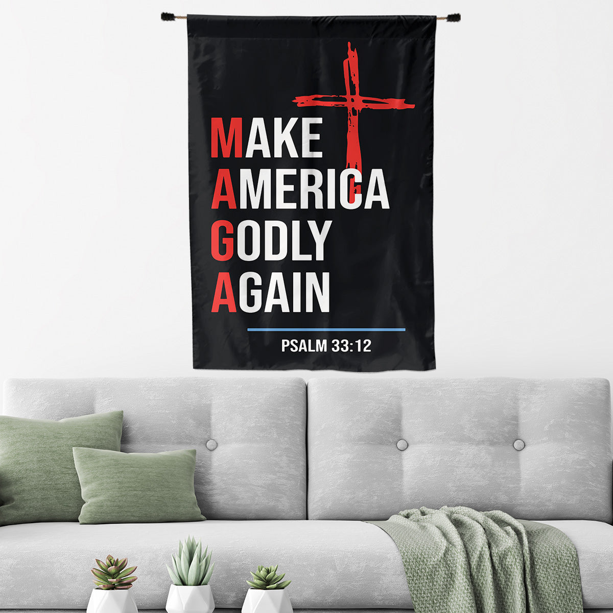 Teesdily | Jesus Make America Godly Again Garden Flag, Jesus Christ Cross Yard Flag, Patriotism Seasonal Flag For Outdoor Holiday Decorations