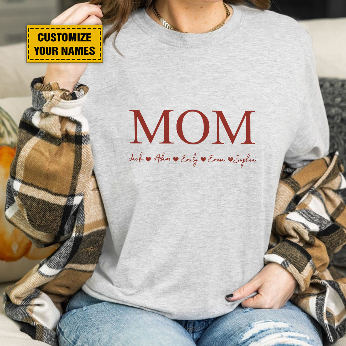 Teesdily | Mom Customized Kid Name Shirt, Mom Minimalist Style Hoodie Sweatshirt Mug, Mothers Day Gift From Son Daughter, Personalized Gifts