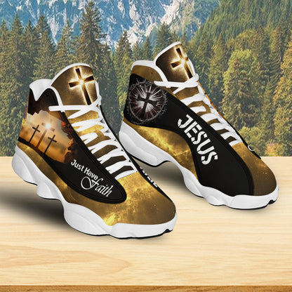 Teesdily | Jesus Christ Cross Basketball Shoes, Just Have Faith Christian Running Shoes, Footwear Sport Religious Faith Gift