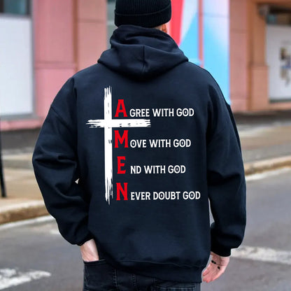 Teesdily | Jesus Cross T-shirt, Agree With God Move With God End With God Amen Tee Sweatshirt Hoodie Mug, Jesus Lovers Gifts, Christian Tee