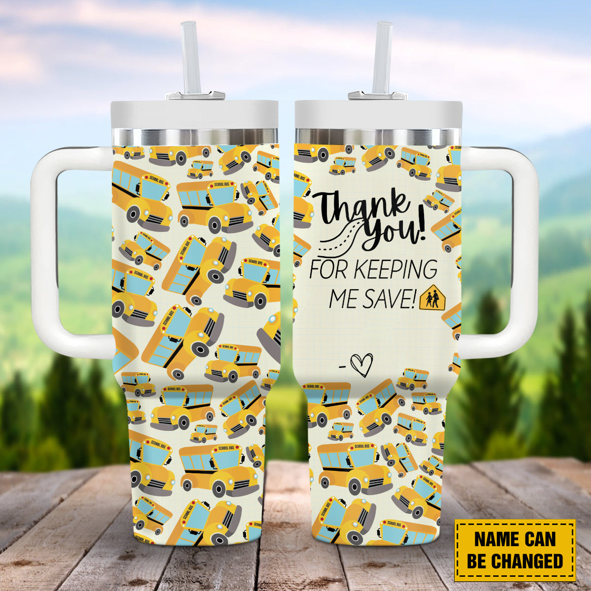 Teesdily | Customized School Bus Driver Tumbler 40oz, Thank You For Keeping Me Safe Cup, Back To School Tumbler, Teacher Life Mug, Bus Driver Gift