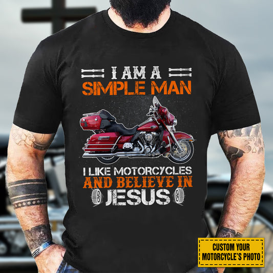 Teesdily | Customized Christian Biker Graphic Men's Shirt, I Like Motorcycles And Believe In Jesus Tee Sweatshirt Hoodie Mug, Christian Biker Gifts
