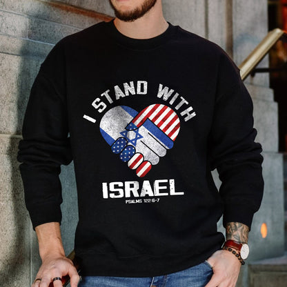 Teesdily | I Stand With Israel Shirt, Israel American Flag Heart Palm Shirt, Israel Support Unisex Tshirt Hoodie Sweatshirt Mug