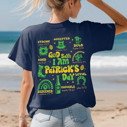 Teesdily | Patrick's Day Novelty Shirt, God Says I Am Casual Hoodie Sweatshirt Mug, Lucky Irish Backside Shirt, St Paddy's Irish Lucky Gifts