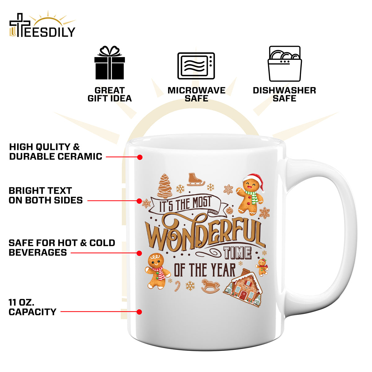 Teesdily | It's The Most Wonderful Time Of The Year Shirt, Cute Gingerbread Sweater, Gingerbread Hoodie Gift For Christmas