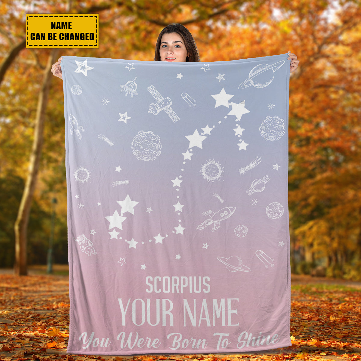 Teesdily | Scorpius Customized Fleece Blanket Constellation Blanket You Were Born To Shine Fleece Personalized Name Zodiac Blankets Astrology Gifts