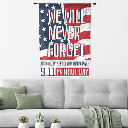 Teesdily | 911 Patriot Day House Flag, We Will Never Forget September 11 Garden Yard Flag, Patriotic Holiday Flag