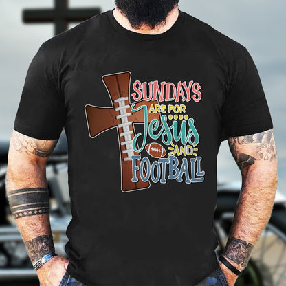 Teesdily | Christian Sundays Are For Jesus And Football Shirt, Jesus Cross Football Sweatshirt, Halftime Show Hoodie Mug Sport Gift