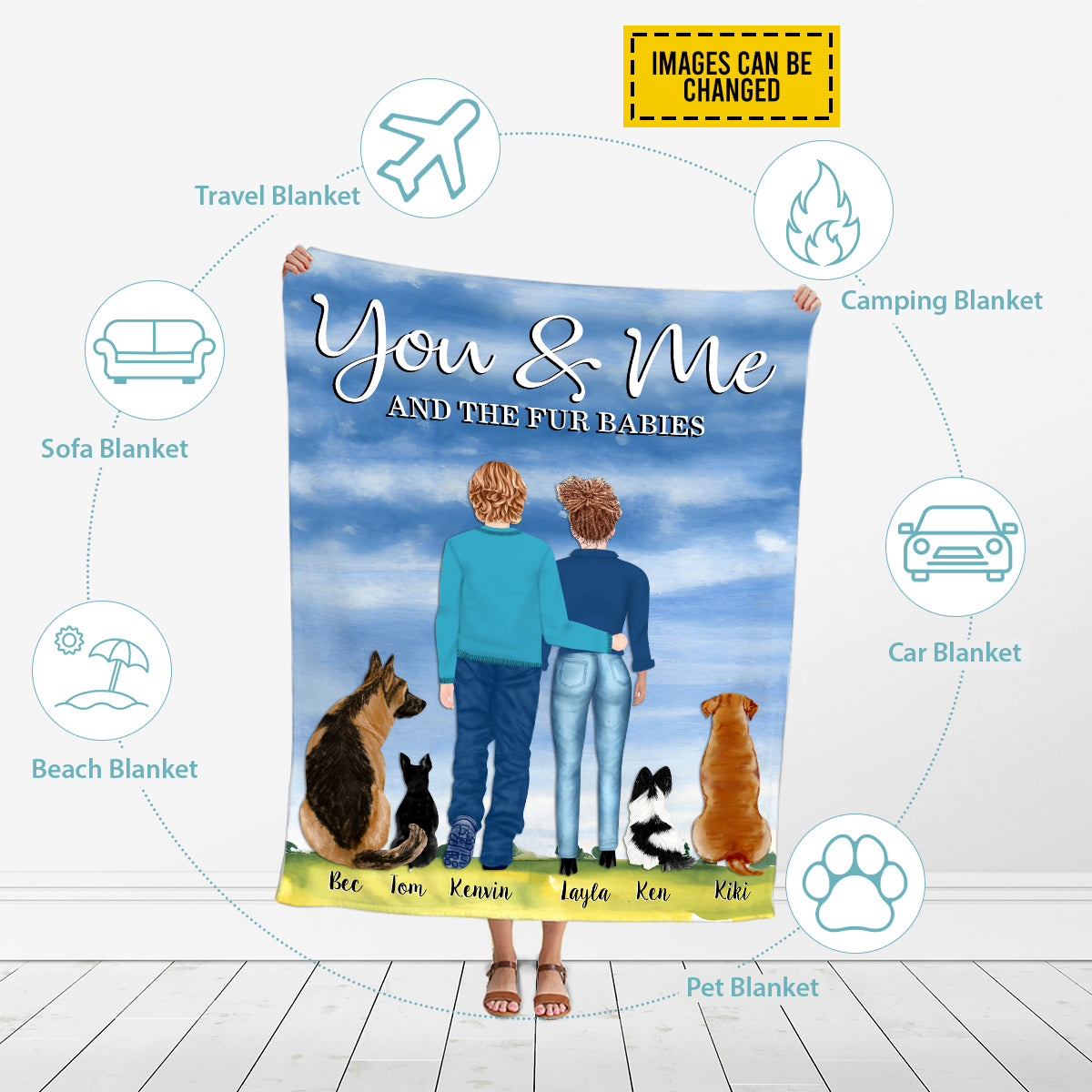 Teesdily | Couple Personalized Sherpa Blanket You And Me And The Fur Babies Fleece Blanket Dog Lovers Travel Blanket Dog Mom Dad Gifts