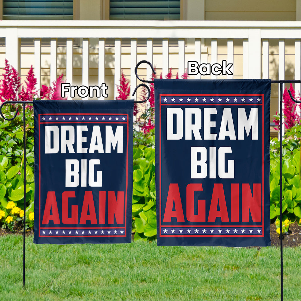 Teesdily | Jesus 2025 Make America Dream Again Flag, Big Dream Again Garden Flag, Big Dream House Flag Decor Yard Patriot Gift