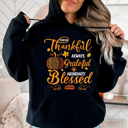 Teesdily | Pumpkin Jesus Shirt, Forever Thankful Always Grateful Abundantly Blessed Tee Sweatshirt Hoodie Mug, Jesus Lovers Gift, Thanksgiving Gift