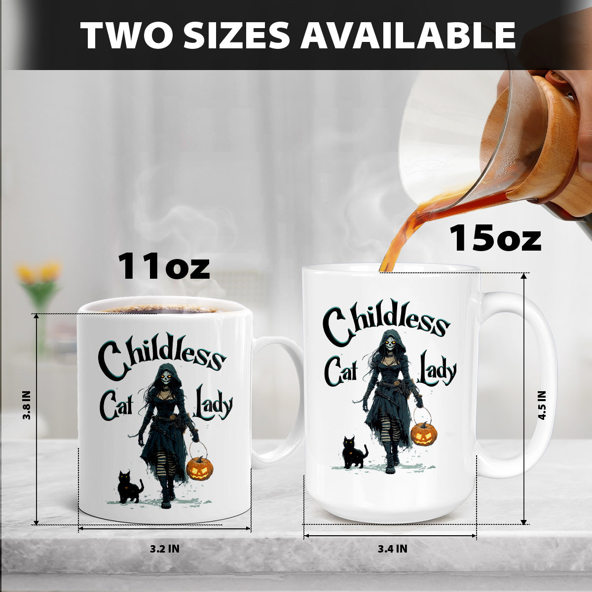 Teesdily | Childless Cat Lady Shirt, Halloween Pumpkin Witch And Cat Sweatshirt, Witchy Black Cat Hoodie Mug, Skeleton Witch T-shirt