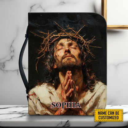 Teesdily | Customized Jesus Pray Bible Cover, Jesus Paid It All Bible Case, Eternal Life In Christ Jesus Our Lord Bible Bag, Christian Art Gifts