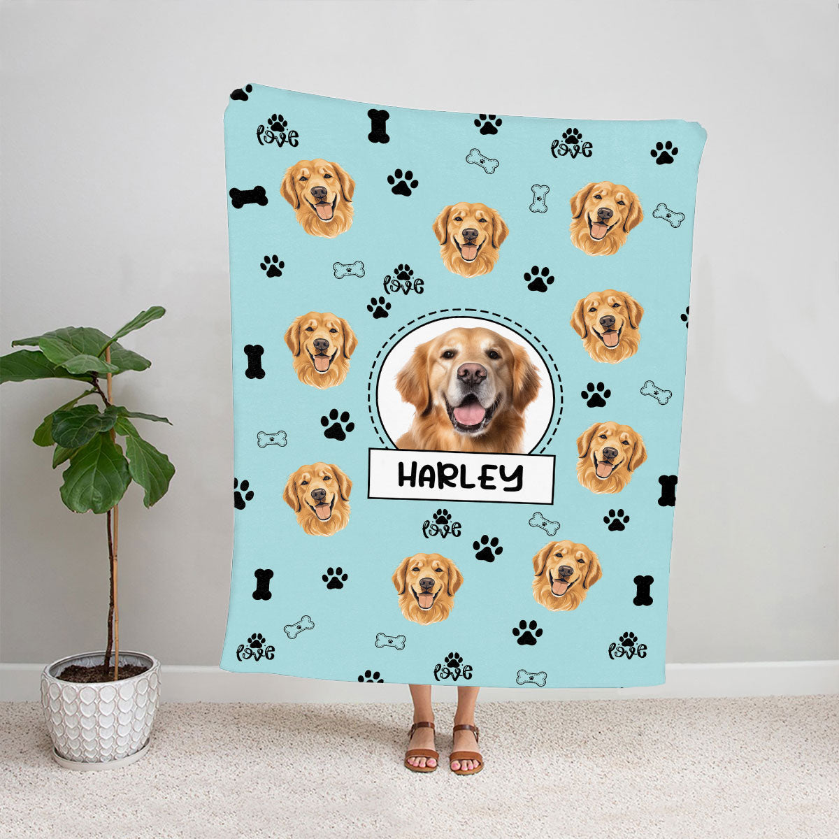 Teesdily | Custom Pet's Photo Fleece Blanket, Dog Cat Personalized Throw Fleece, Gift For Pet Lovers, Customized Gifts For Dog Mom, Dog Owner Gifts