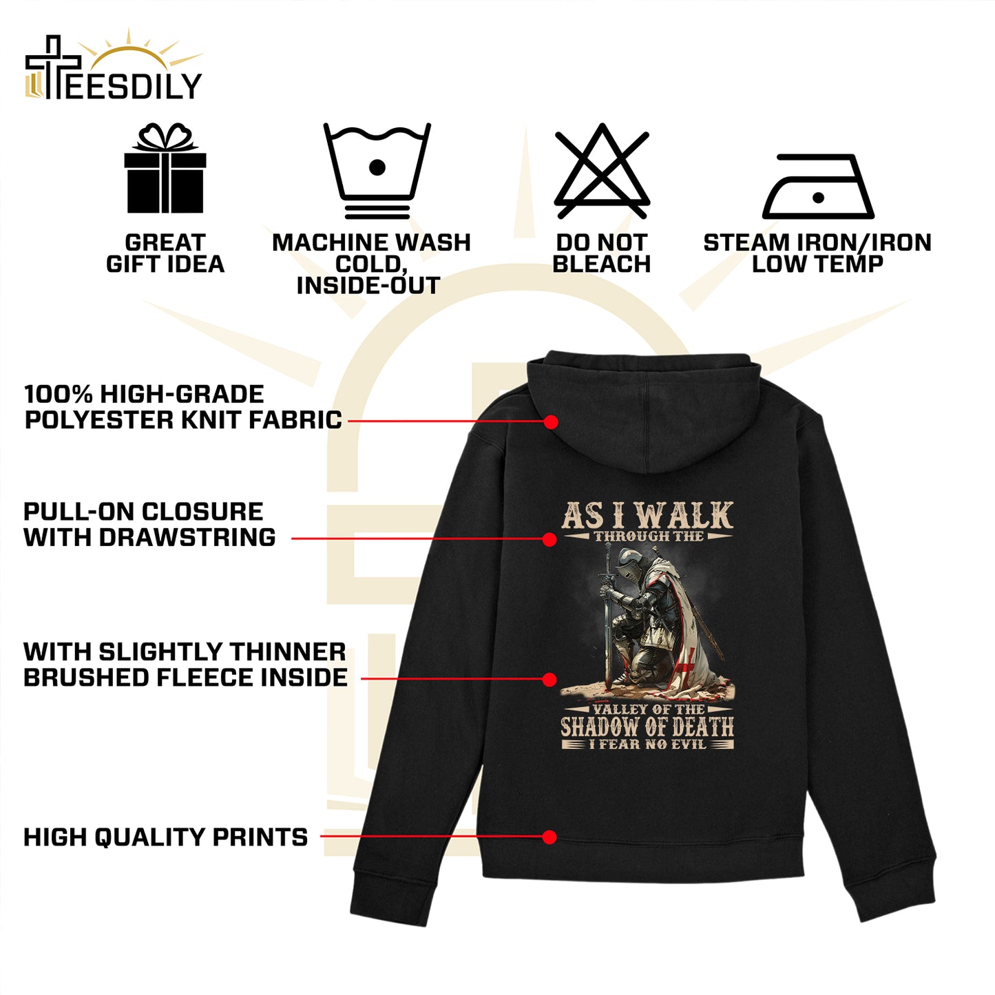 Teesdily | Jesus Warrior, As I Walk Through The Valley Of The Shadow Of Death I Fear No Evil Unisex Tshirt Hoodie Sweatshirt Mug