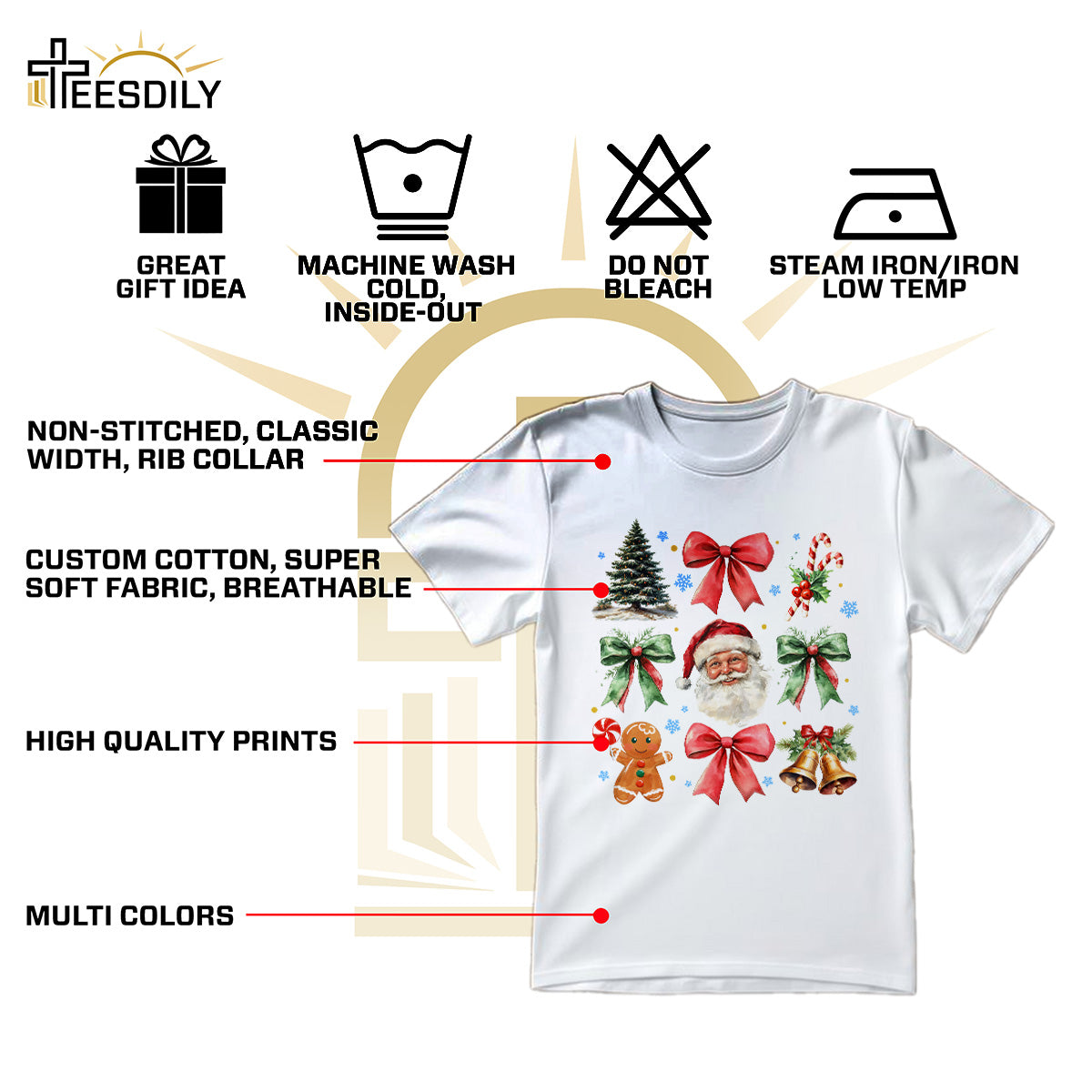 Teesdily | Retro Coquette Bow Christmas Shirt, Coquette Santa Gingerbread Sweatshirt, Christmas Tree Bow Coquette Hoodie Mug Gift