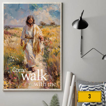 Teesdily | Jesus Come Walk With Me Poster, Walking With Jesus Poster, Walk With Christ Poster, God Art Painting Print, Religious Poster Canvas