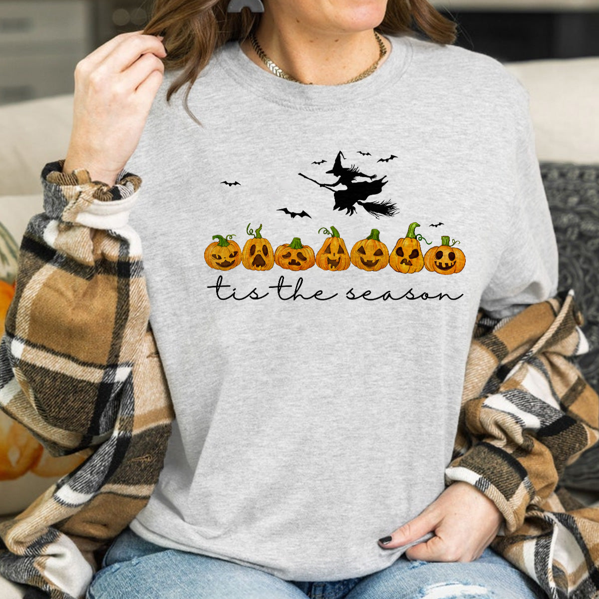 Teesdily | The Season Halloween Shirt, Funny Pumpkin Icon Tee Sweatshirt Hoodie, Spooky Season Mug, Halloween Gifts Idea