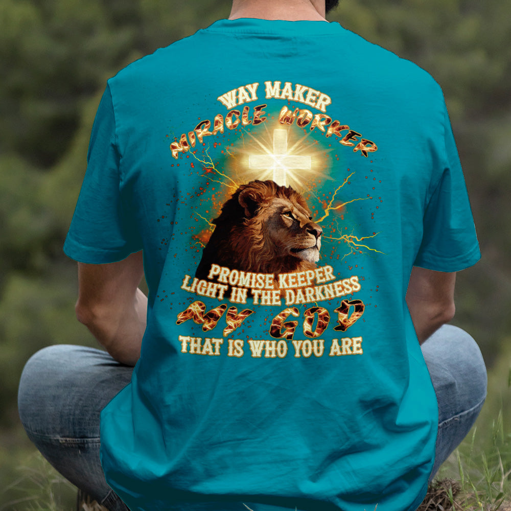 Teesdily | Way Maker Miracle Worker Promises Keeper Shirt, Jesus Cross Lion Sweatshirt, My God Hoodie Mug, Faith Religious Gift