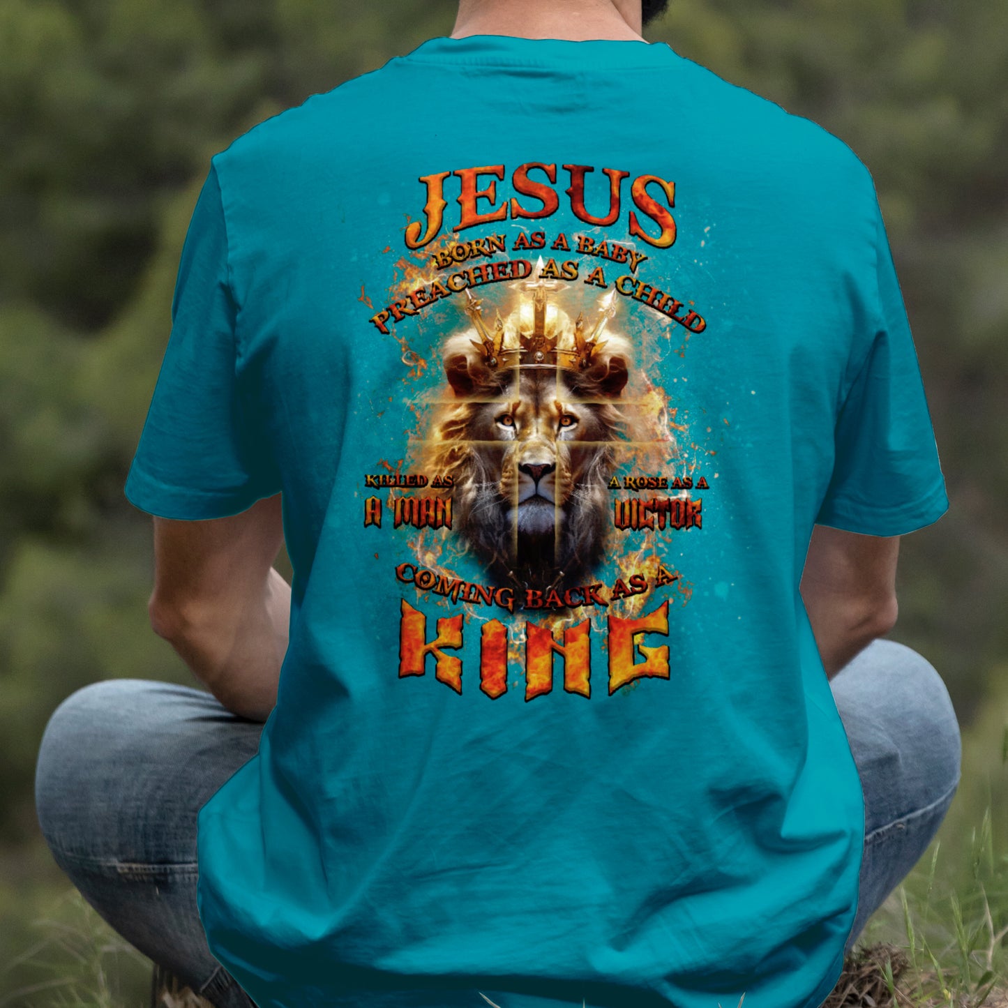 Teesdily | Jesus Coming Back As A King Lion Shirt, Christian Cross Lion Sweatshirt, Jesus King Hoodie Mug, Faith Religious Gift