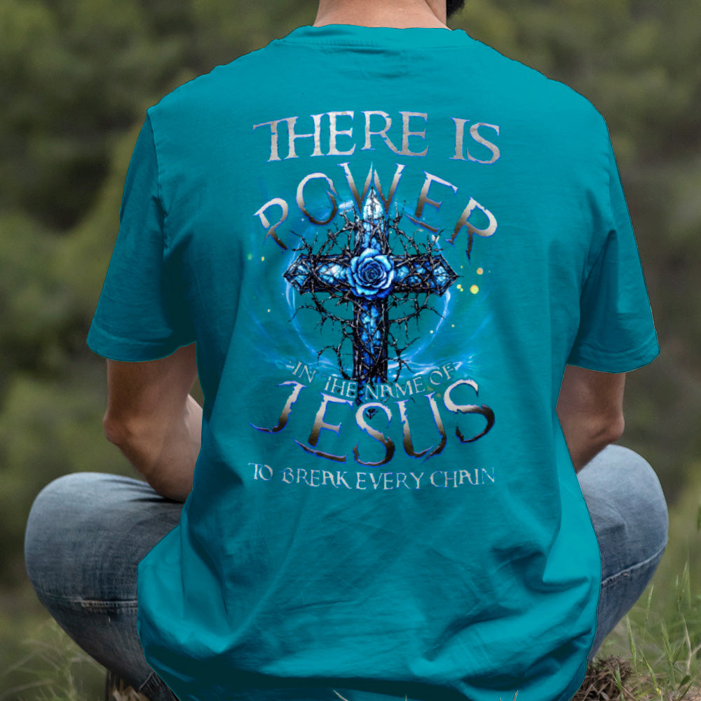 Teesdily | There Is Power In The Name Of Jesus Shirt, Christian Cross Sweatshirt, Jesus Rose Hoodie Mug, Faith Gift Men