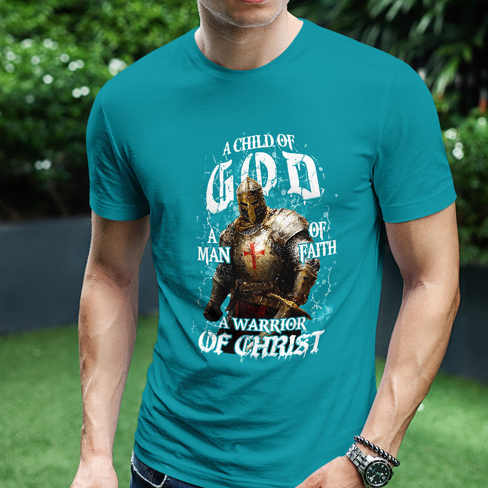 Teesdily | A Child Of God Shirt, A Man Of Of Faith Sweatshirt, A Warrior Of Christ Hoodie Mug, Jesus Warrior Templar Tee Gift