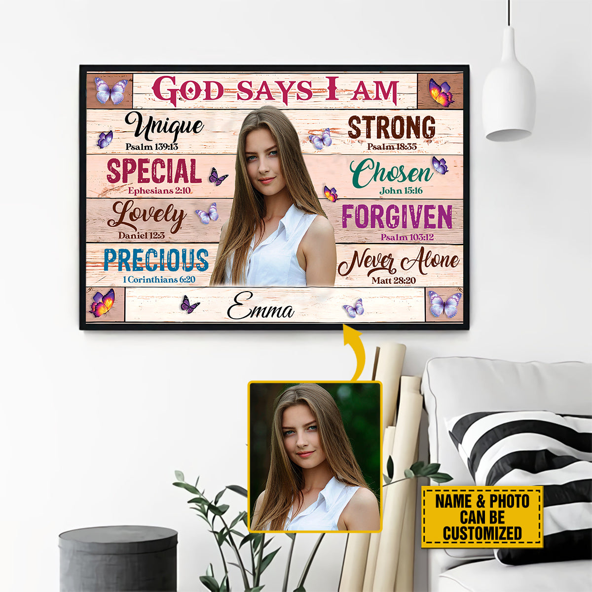 Teesdily | Customized Photo Poster Canvas God Says I Am Special Wall Art Canvas God Bible Verses Wall Decor God Inspiration Gift For Christian