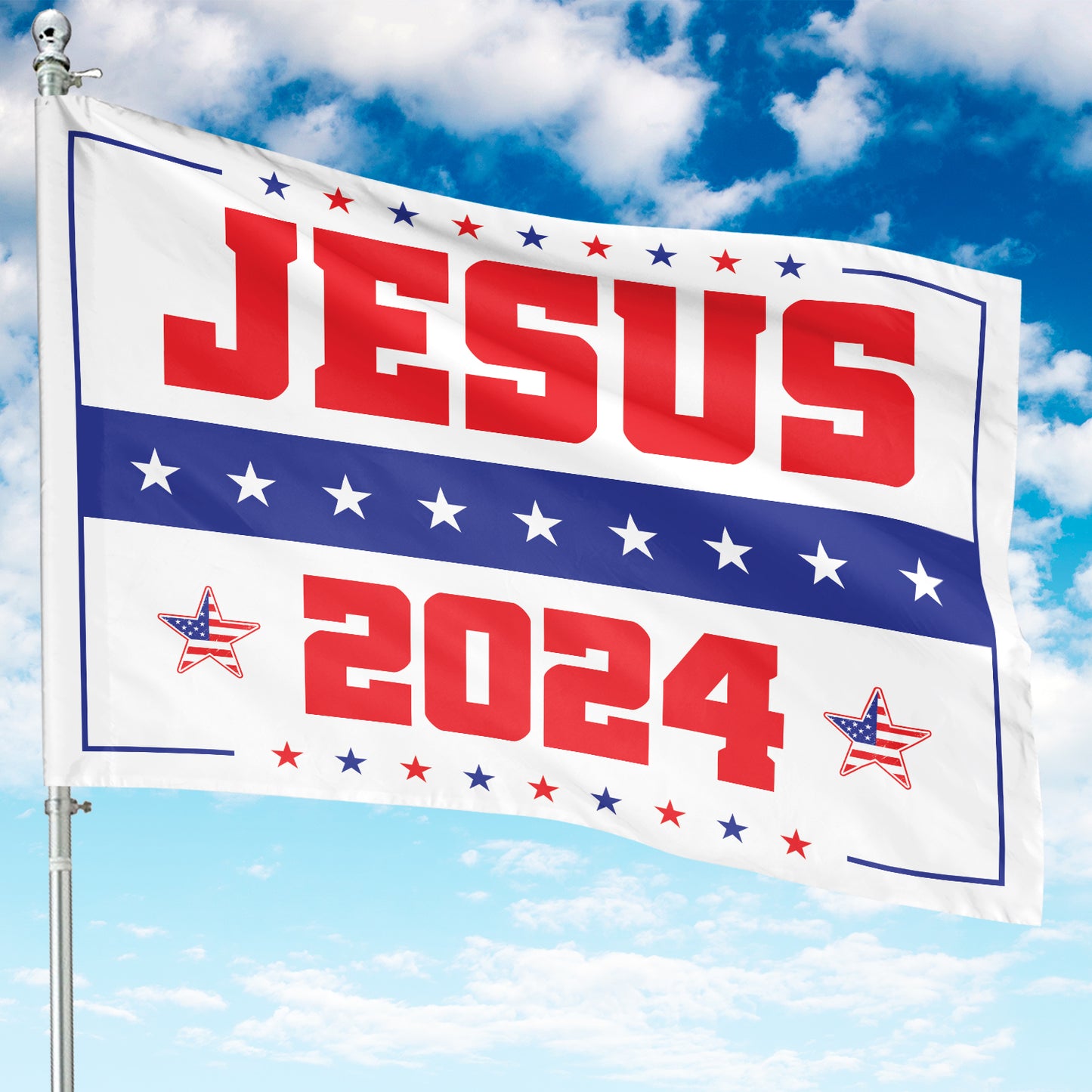 Teesdily | Jesus 2024 Garden Flag, Jesus Christ 2024 American Flag House, Independence Day Garden Banner Yard Flag, Patriotic Decor Home Decor Gift