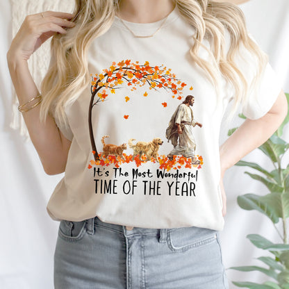 Teesdily | Jesus Golden Retriever And Cat Shirt, It's The Most Wonderful Time Of The Year Sweatshirt Hoodie Mug, Halloween Shirt, Dog Cat Lover Gift