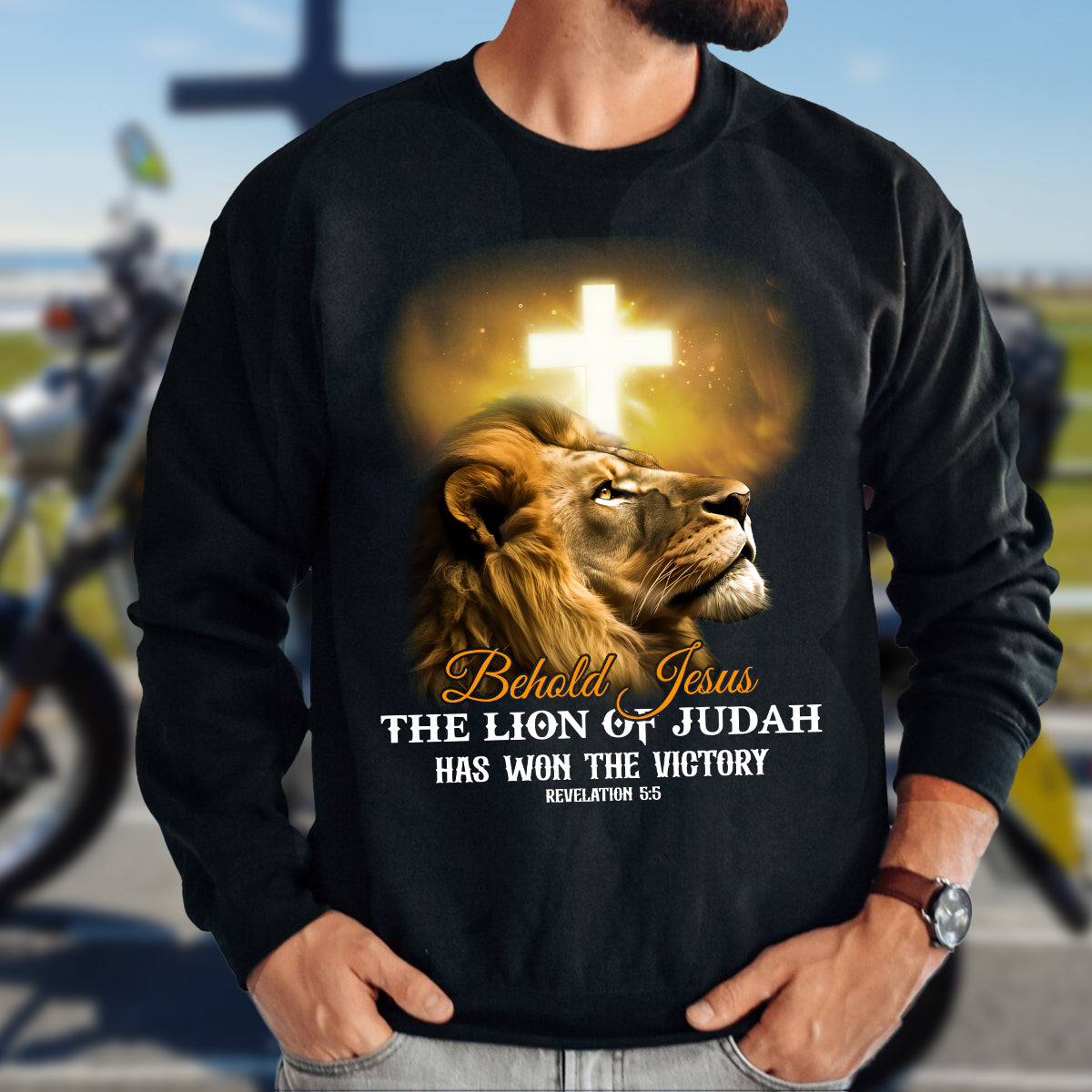 Teesdily | The Lion Of Judah Jesus Shirt, Behold Jesus The Lion Of Judah Has Won Victory, Lion Of Judah Hoodie Sweatshirt, Behold Mug